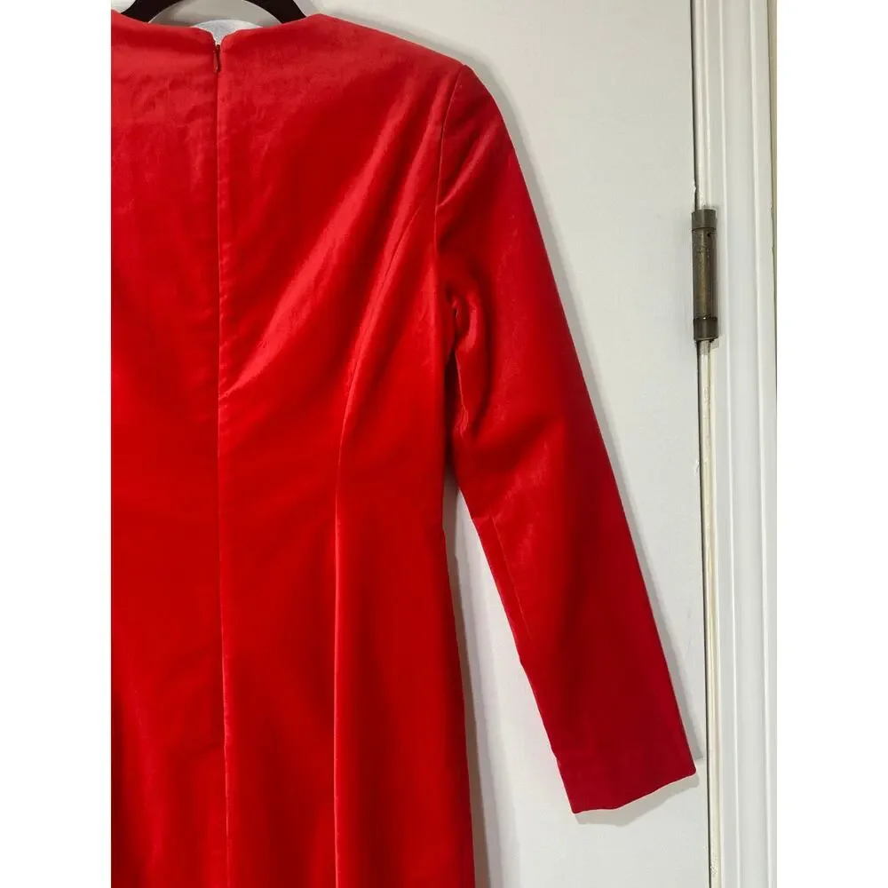 J.Crew Long-Sleeve Shift Dress Red Stretch Luxe Velvet Size 2 NWT Holiday Dress